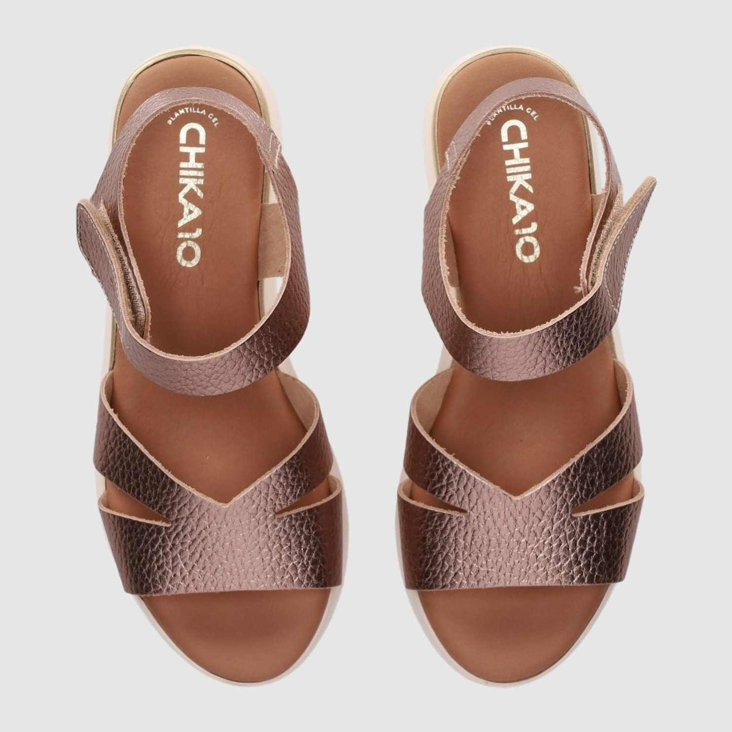 Sandalias de Piel - Bronce - Tacón: 4 cm