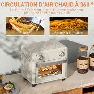 Friteuse à air mini four 1 000W 10L 80°C-230°C timer 5 accessoires inclus crème