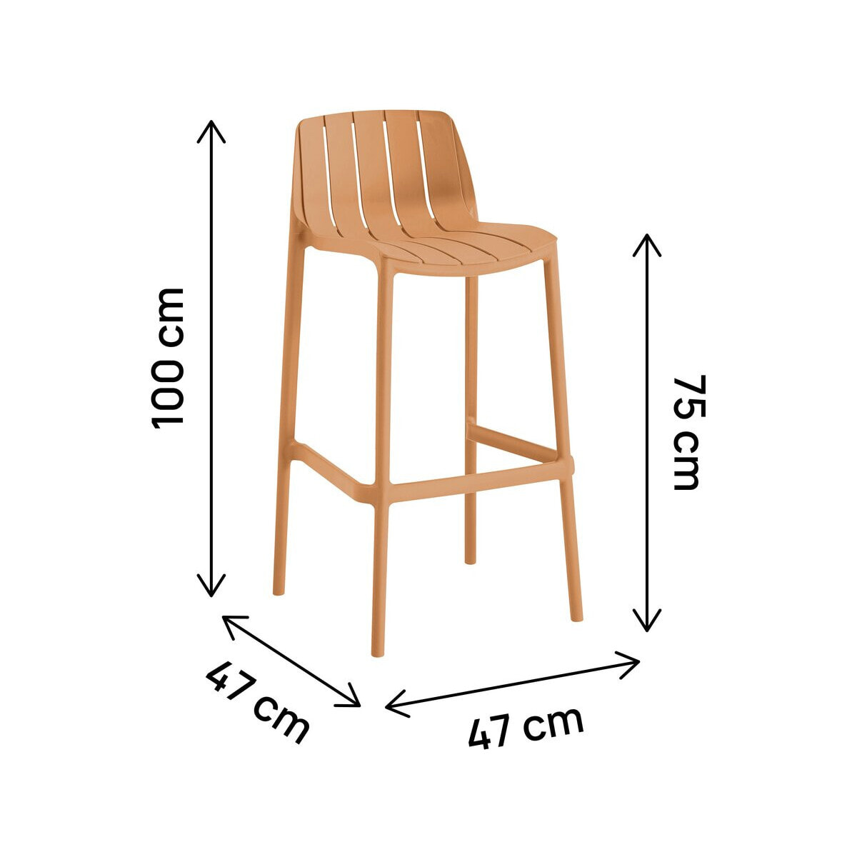 Lot de 2 chaises hautes de jardin empilable "Vaena" - Orange