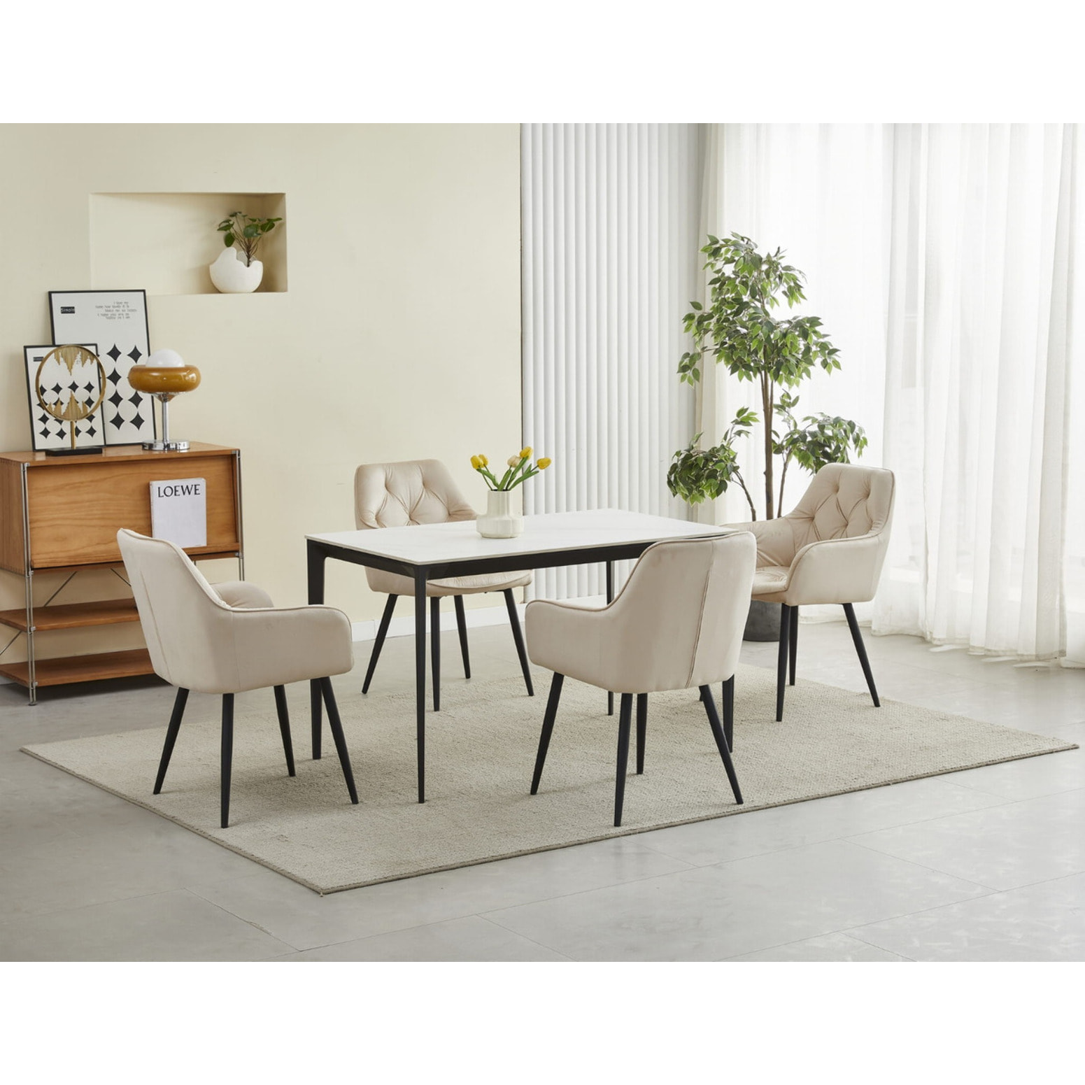 Set di 2 sedie con braccioli Jork in velluto beige