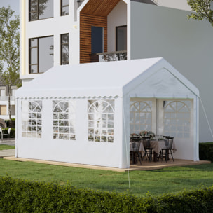 Pergola Carpa de Acero PE Tela de PE 6x4x2,8m Blanco