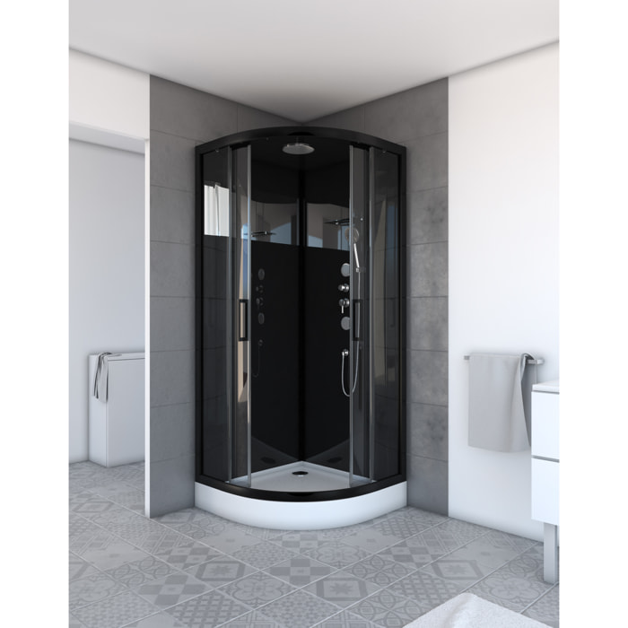 Cabine de douche MIRROR SPACE ROUND 1/4 de cercle 90x90x215cm