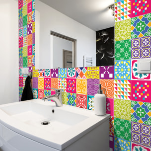 Stickers muraux - Sticker Mural Carrelage adhésif Cuisine Salle de Bain - 24 STICKERS CARRELAGES AZULEJOS PRINCELIA