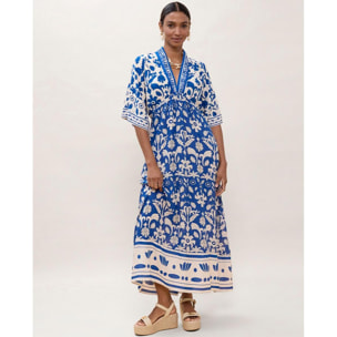 Abito a maniche lunghe con stampa geometrica