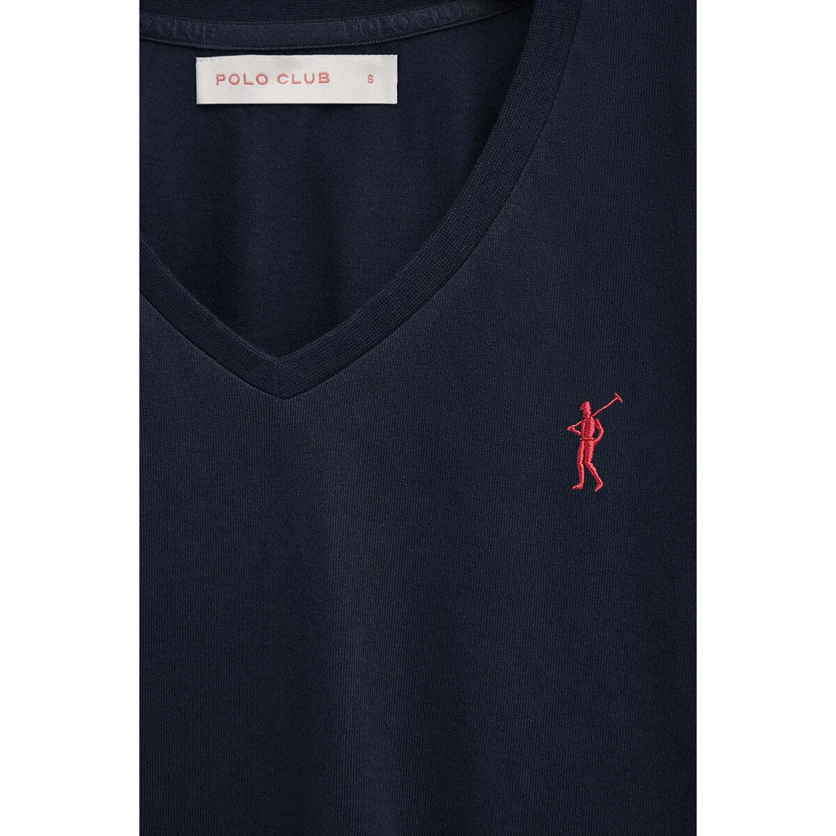 Camiseta azul marino de manga corta y cuello pico con bordado Rigby Go