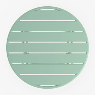 Table de jardin ronde et pliante en métal vert clair 2 personnes - Yumi