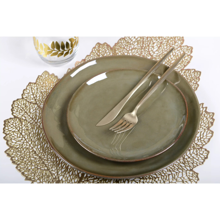 Lot de 6 Dessous d'assiette feuille chêne doré