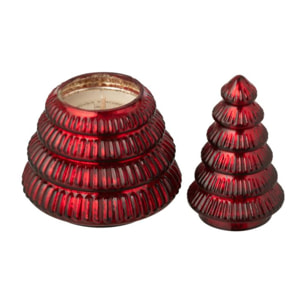 J-Line bougie parfumée Arbre Cotelé - verre - bordeaux - small