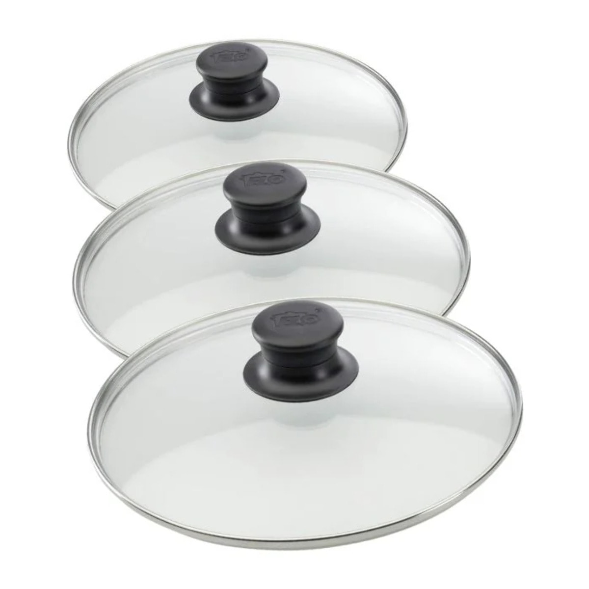 Set de 3 couvercles de cuisson en verre 24 cm 28 cm et 32 cm Elo