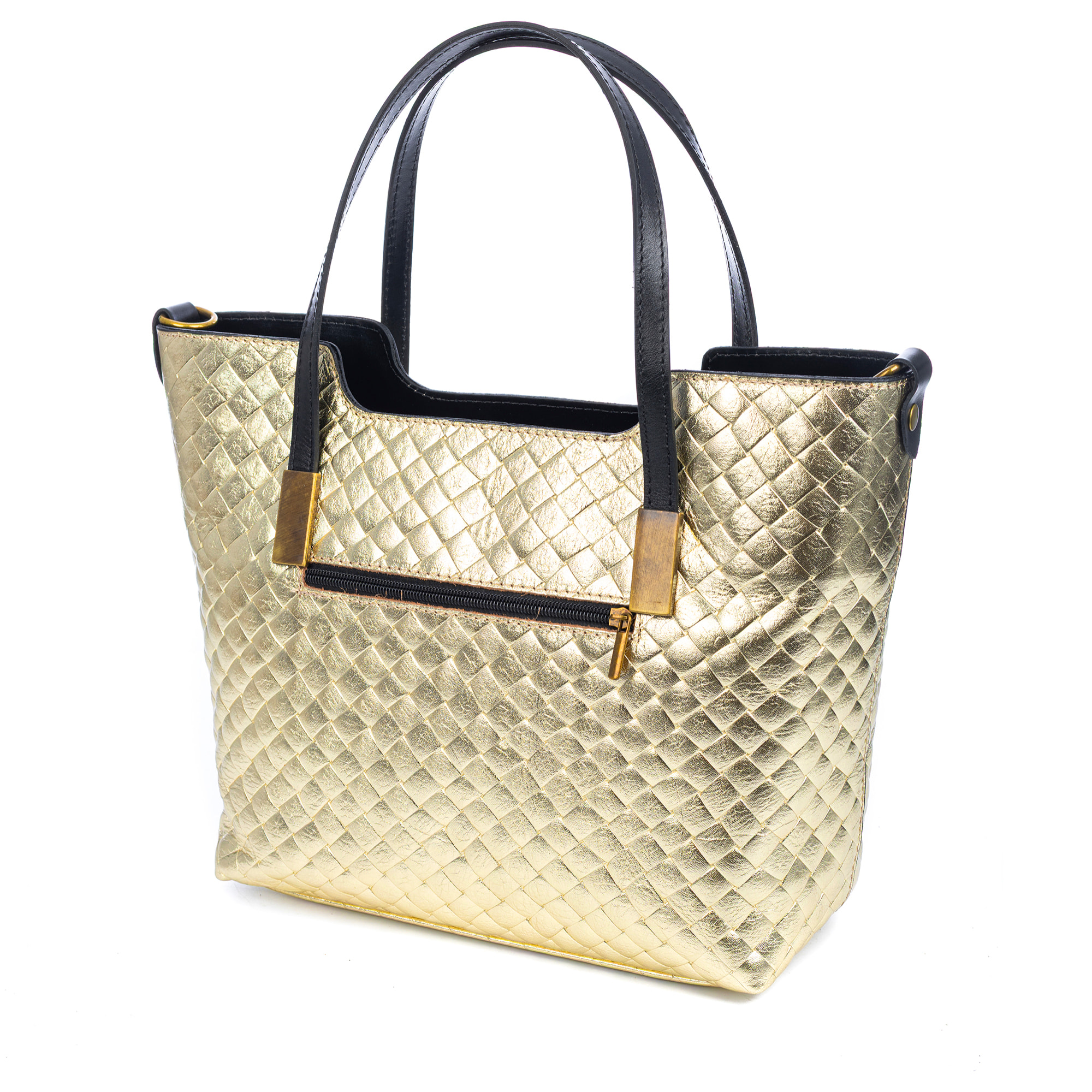 Agostina bolso tote mujer. Piel auténtica Gamuza con grabado entrelazado y lacada brillante.