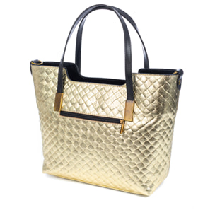 Agostina bolso tote mujer. Piel auténtica Gamuza con grabado entrelazado y lacada brillante.