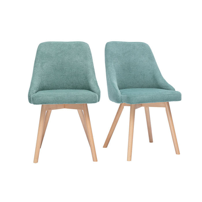 Chaises scandinaves en tissu chenille vert céladon et bois clair (lot de 2) HASTA