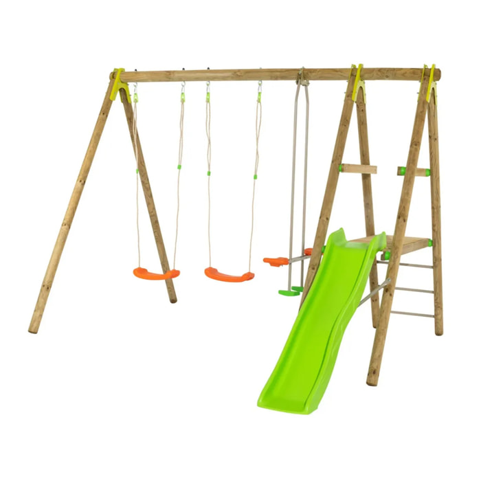 Balançoire en bois 2,30 m Topwood TUTTI - 6 enfants