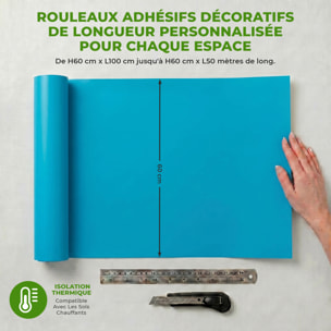 Rouleau adhésif décoratif Vinyle au Mètre - Bleu ciel - Sticker Lavable Imperméable Mur Cuisine Meubles