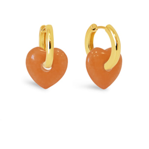 Pendientes Corazón Jade Baño Oro