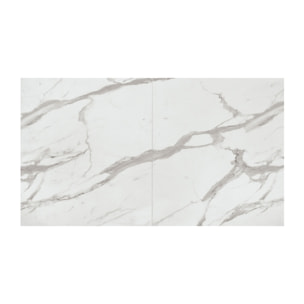 Tavolo CAMAIORE in legno, finitura bianco statuario e gambe a X in metallo nero, allungabile 140x90 cm - 220x90 cm