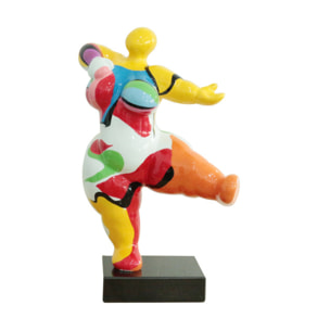 Statue femme qui danse en résine peinture abstraite H54cm - HULLA 01