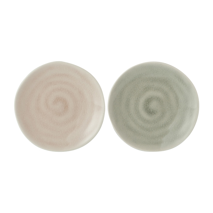 J-Line assiette Taupe - poterie - marron - small - 2 pcs