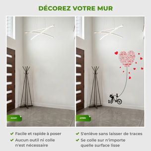 Stickers Muraux décoration adhésifs Love You avec chats et vélo