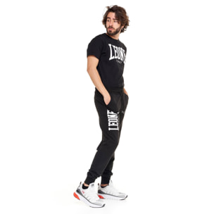 Pantalones básicos de hombre Leone con logo grande en algodón sin cepillar.