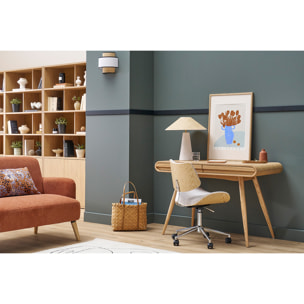 Bureau avec rangements 2 tiroirs scandinave bois clair et blanc L120 cm BJORG