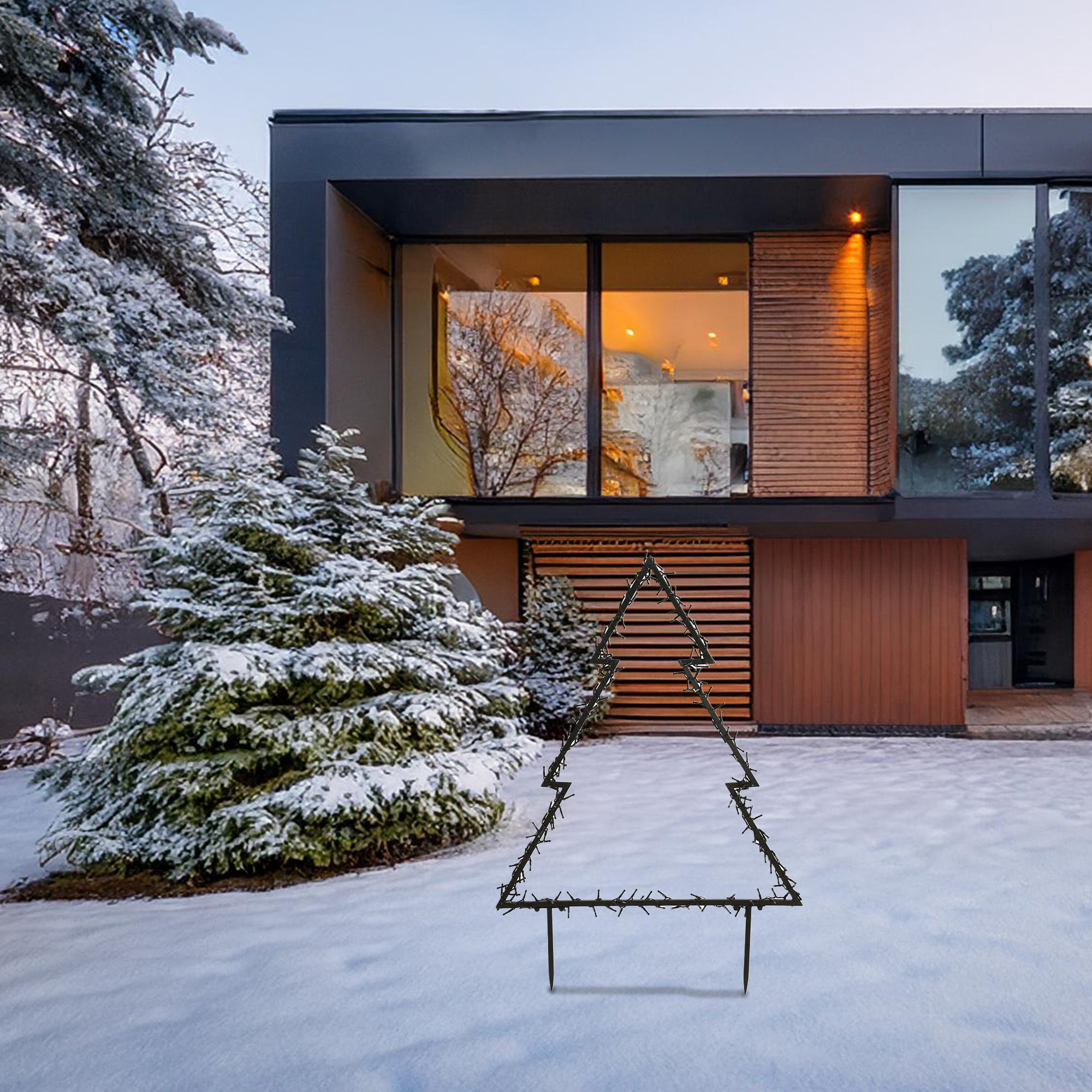 luces navideñas tree garden con 225 luces led blanco cálido y marco de metal 72x100cm