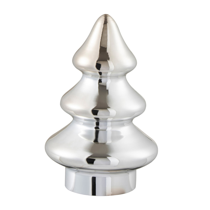 J-Line Sapin De Noel Decoratif Verre Argent Small