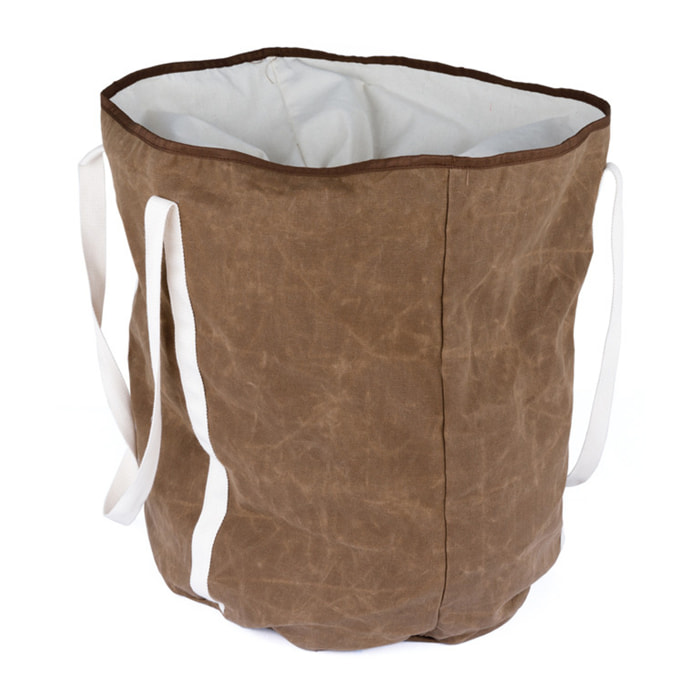 Sac à bûches rond en coton enduit