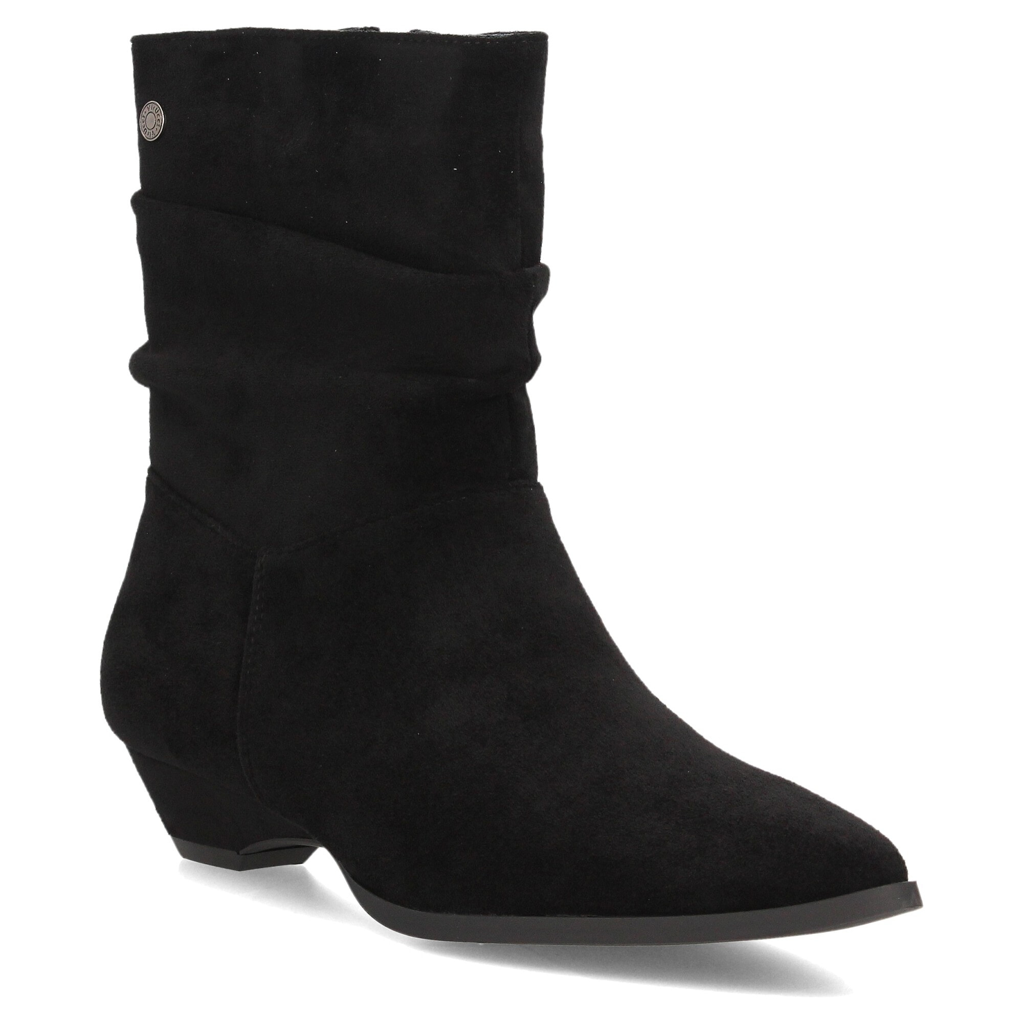 Botines fruncidos de tacón bajo para mujer