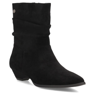 Botines fruncidos de tacón bajo para mujer
