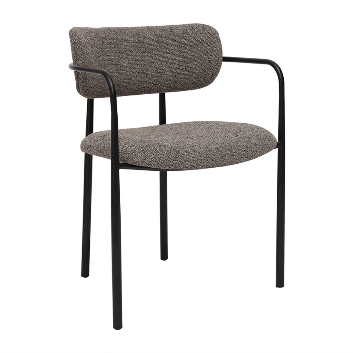 Chaises en tissu texturé taupe et métal noir (lot de 2) SWIFT