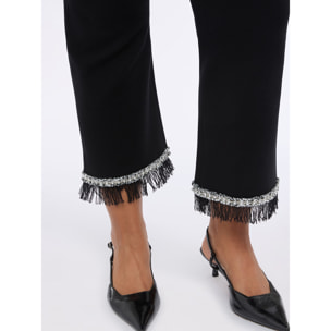 Fiorella Rubino - Pantalones Flare de punto con flecos - Negro