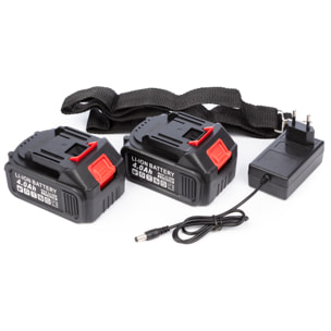 Set di 4 strumenti elettrici, smerigliatrice angolare, martello perforatore, trapano e chiave a impatto.