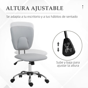 Silla de Oficina sin Reposabrazos Silla de Escritorio Juveniles con Altura Ajustable y Función de Inclinación Carga 120 kg 50x54x87,5-96,5 cm Gris Claro