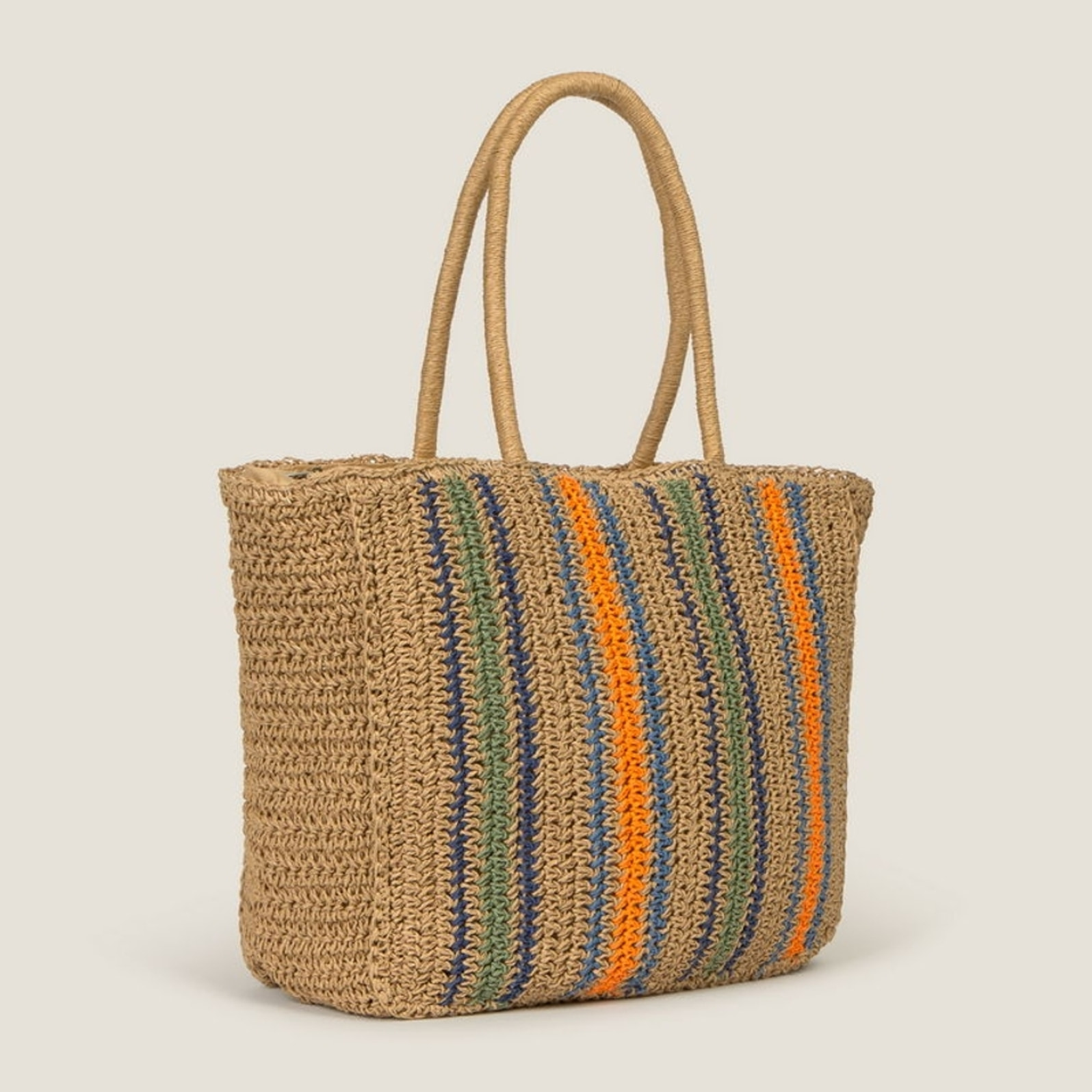 Bolso de playa rayas Rasqi color marfil natural Fibras naturales