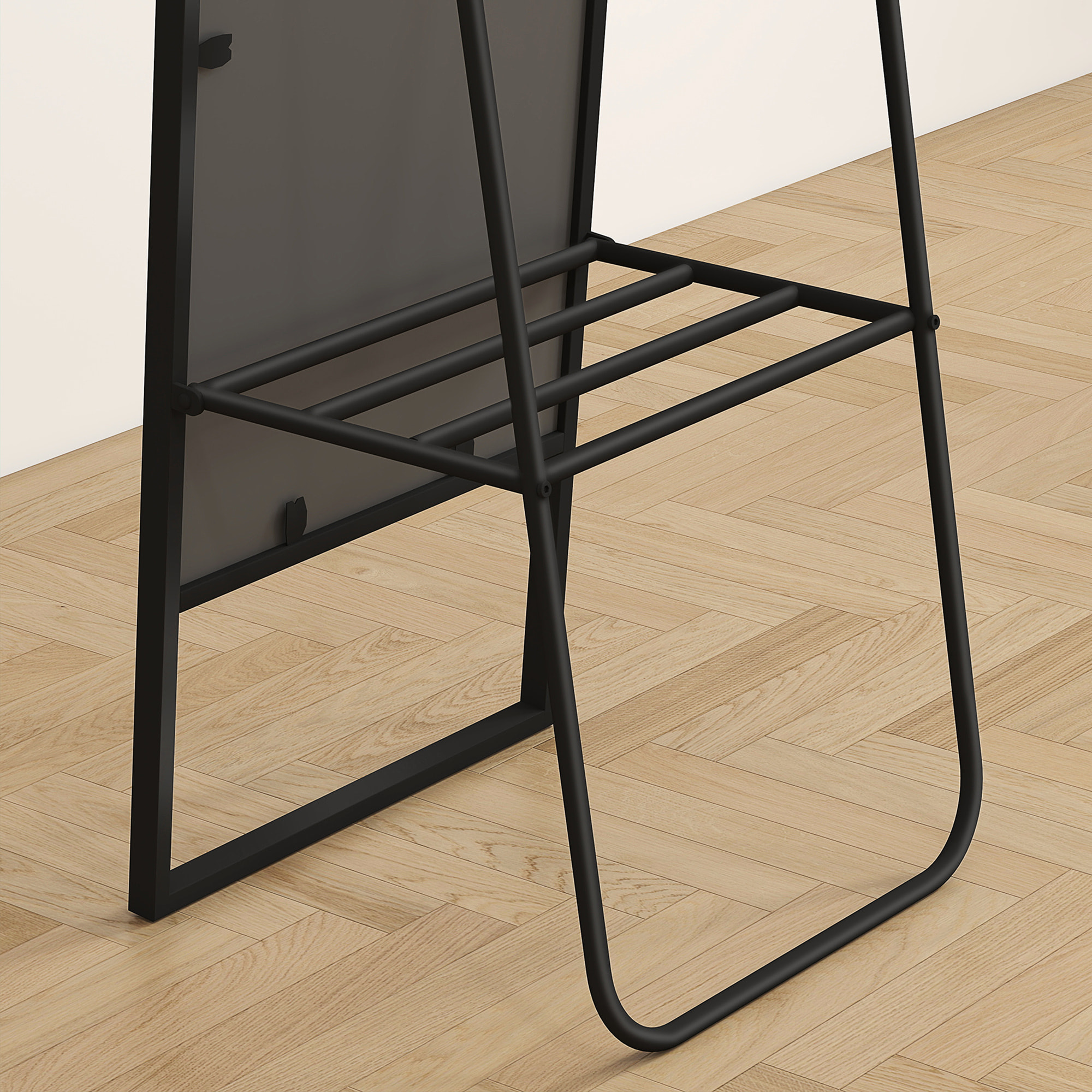 Miroir sur pied avec rangements grande taille dim. 148,5 x 40 cm métal noir
