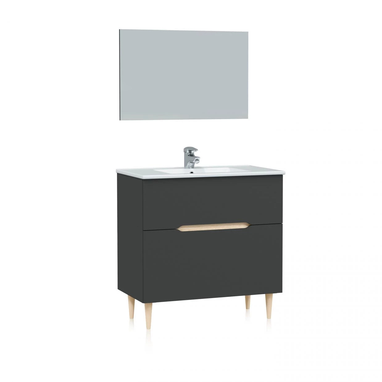 Mueble de baño Opera 80 Antracita - Roble