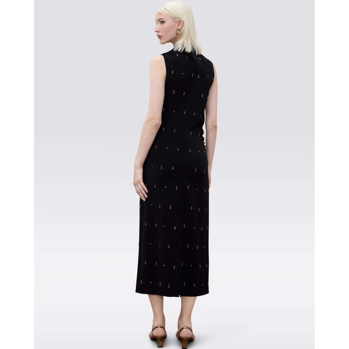 Abito midi senza maniche con applicazione di pietre