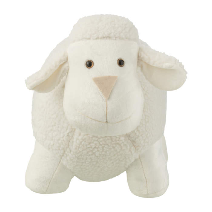 J-Line butoir de porte Mouton - polyester - blanc - H31 cm - 1,8 kg