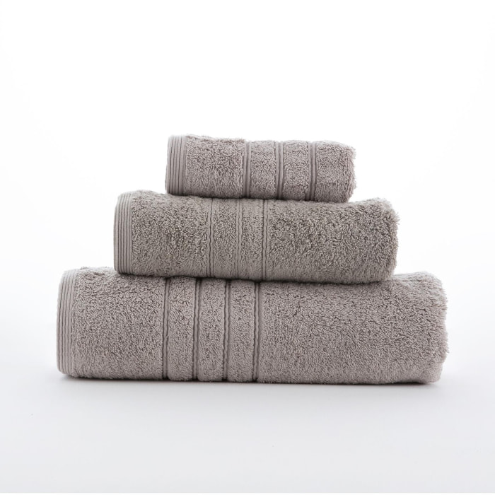 Set de 3 serviettes en coton 700 gr/m2 couleur Argenté
