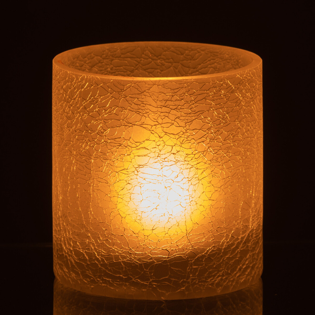 J-Line photophore Cylindrique Craquele - verre - blanc - small - 2 pcs