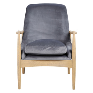 Fauteuil velours gris