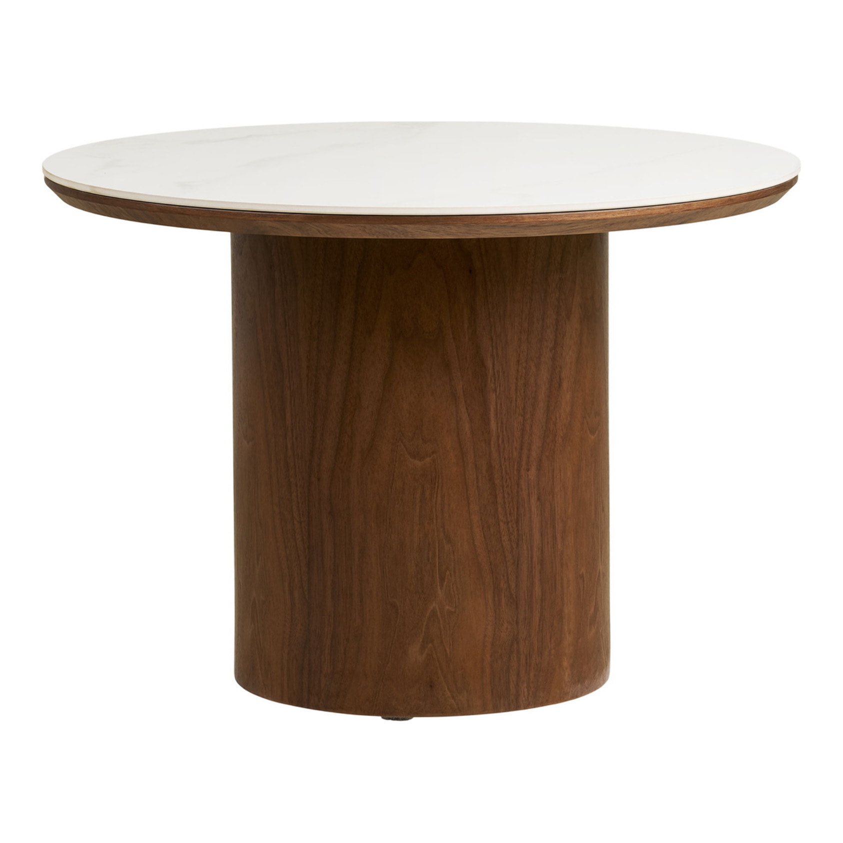 Tavolino da salotto Noli in ceramica bianca e impiallacciatura frassino scuro ø60 cm