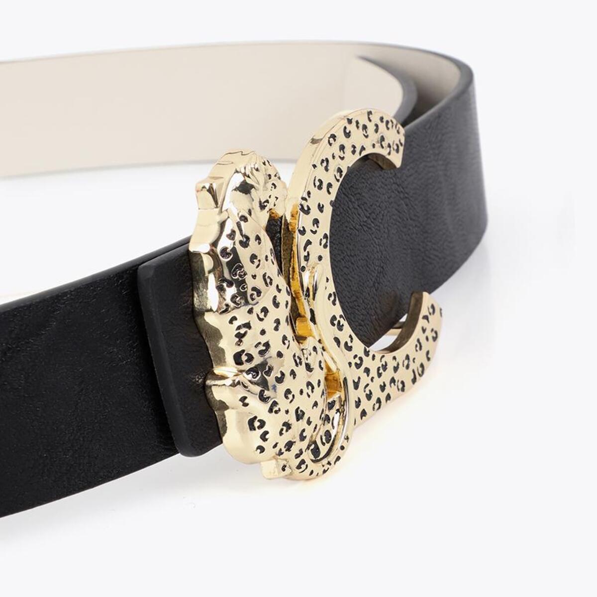 Cintura reversibile con fibbia con logo animale