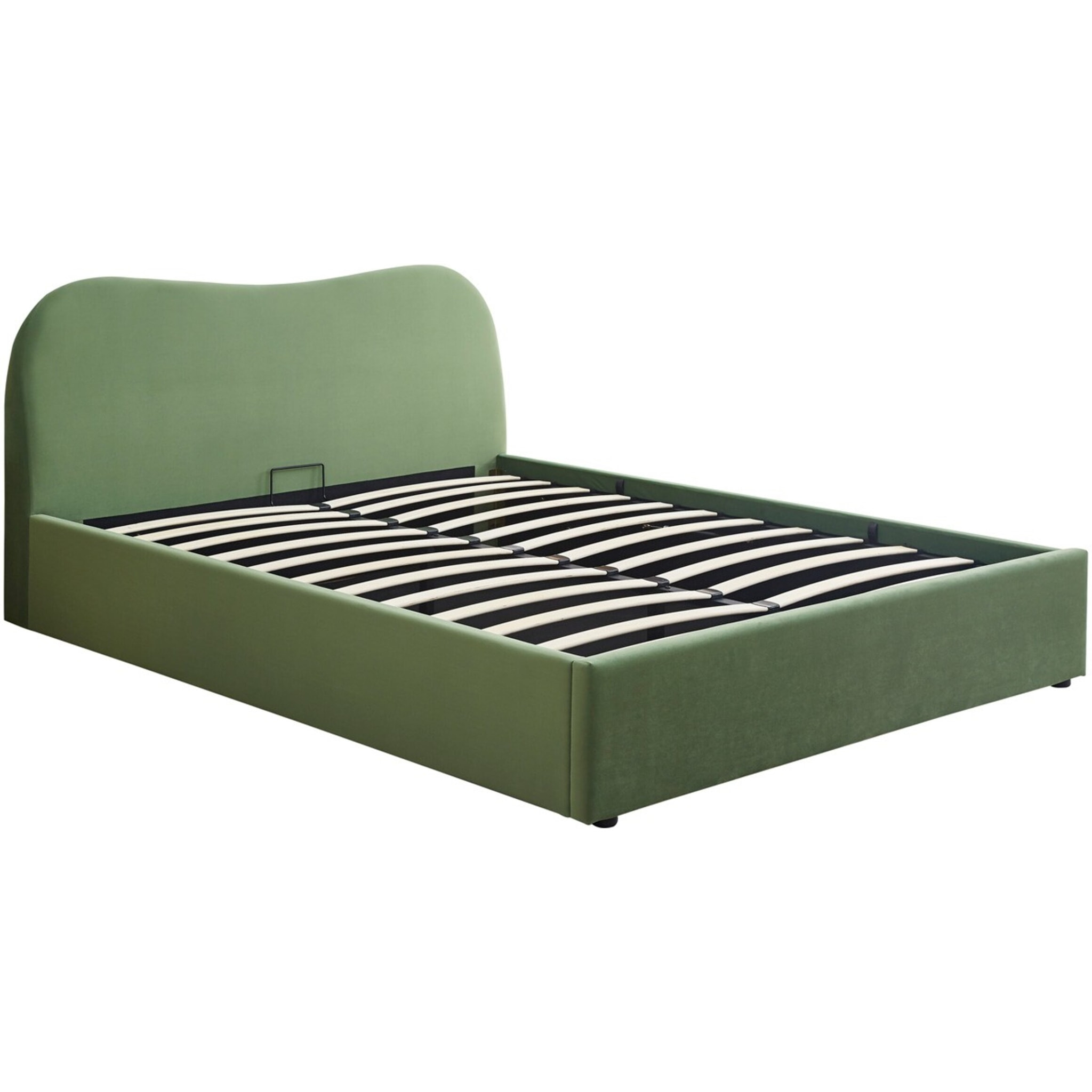 Lit coffre avec tête de lit en velours - SUZON