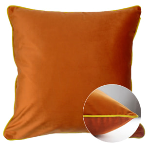 Housse de coussin polyester anti tache uni Velours uni cuivre-curry