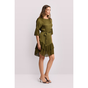 Kocca - Abito elegante con volant Donna, Tinta unita, Girocollo
