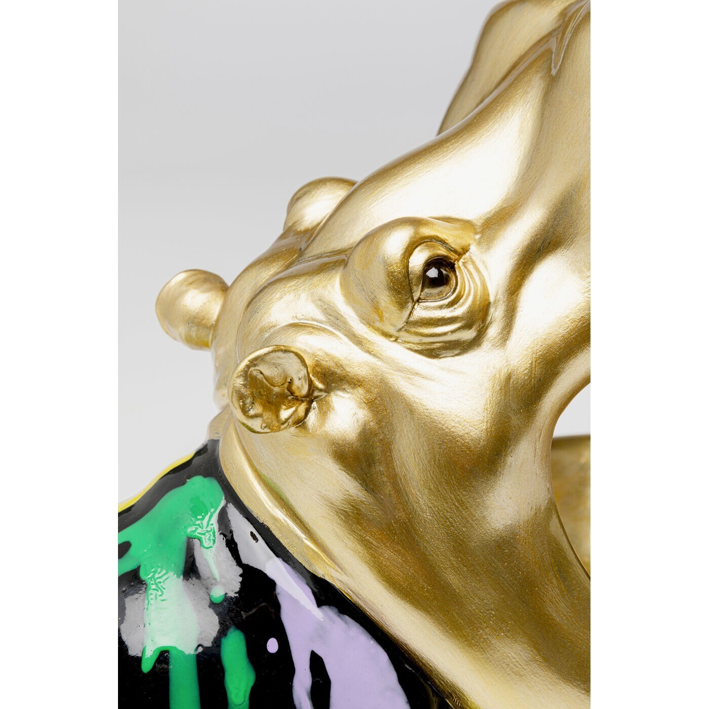 Coupe hippopotame doré coulées de peinture Kare Design