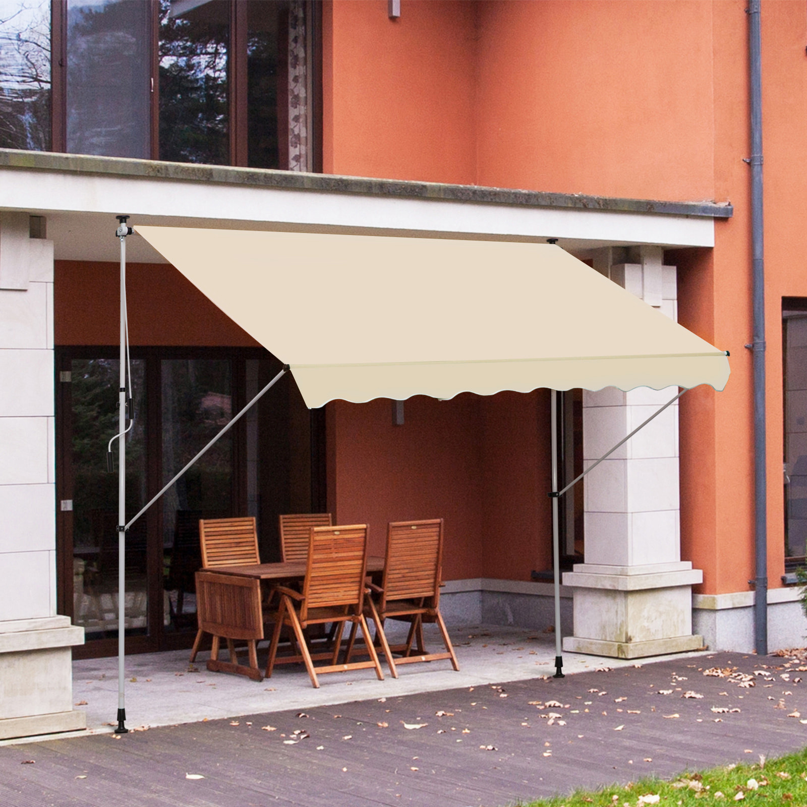 Toldo Portátil Balcón Plegable de Aluminio 3x1.5m Beige