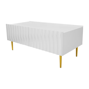 Ambre - table basse - 2 portes - 120 cm - Blanc / Doré